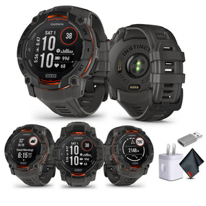 Garmin Instinct 3 50mm Solar Charged GPS Smartwatch Unlimited Battery Life Charcoal