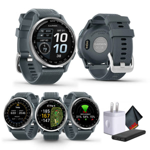 Garmin Approach S44, Silver/Twilight Silicone GPS Golf Smartwatch Bundle Garmin