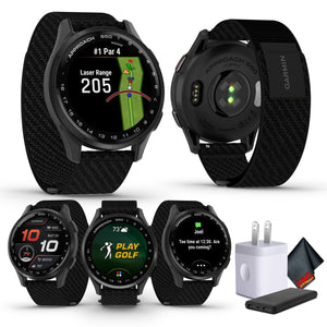 Garmin Approach S50, Slate/Black Nylon GPS Golf Smart watch Bundle Garmin