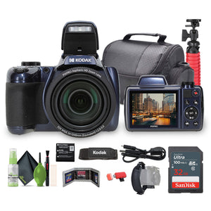 KODAK PIXPRO AZ528 16MP Digital Vlogging Camera +32GB Memory Card + More Blue KODAK