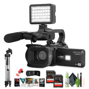 Minolta MN4KPRO UHD 4K60 Camcorder Kit, 2x 64GB SDHC/SDXC UHS-I Card Memory Card Minolta