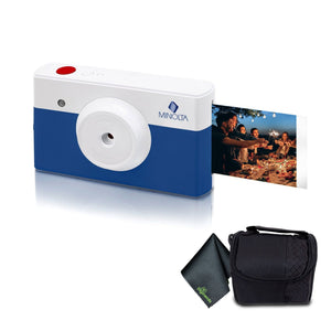 Minolta Instapix Print Camera with Printer Blue , Camera Bag, Diginerds Microfiber Cleaning Cloth, Bundle Minolta