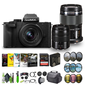 Lumix G100D 4K Mirrorless Camera M.Zuiko ED 60mm Lens+12-32mm+G Vario 45-150mm Panasonic