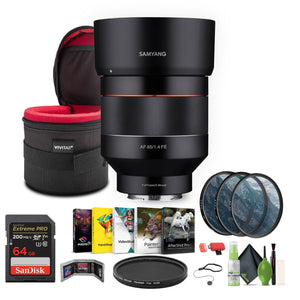 Samyang SYIO85AF-E 85mm F1.4 Auto Focus Weather Sealed Lens + Bundle Samyang