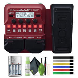 Zoom B1X FOUR Bass Multi-Effects Processor with Expression Pedal, With 70+ Built-in Effects, Amp Modeling, Looper, Rhythm Section, Tuner, Battery Powered Zoom