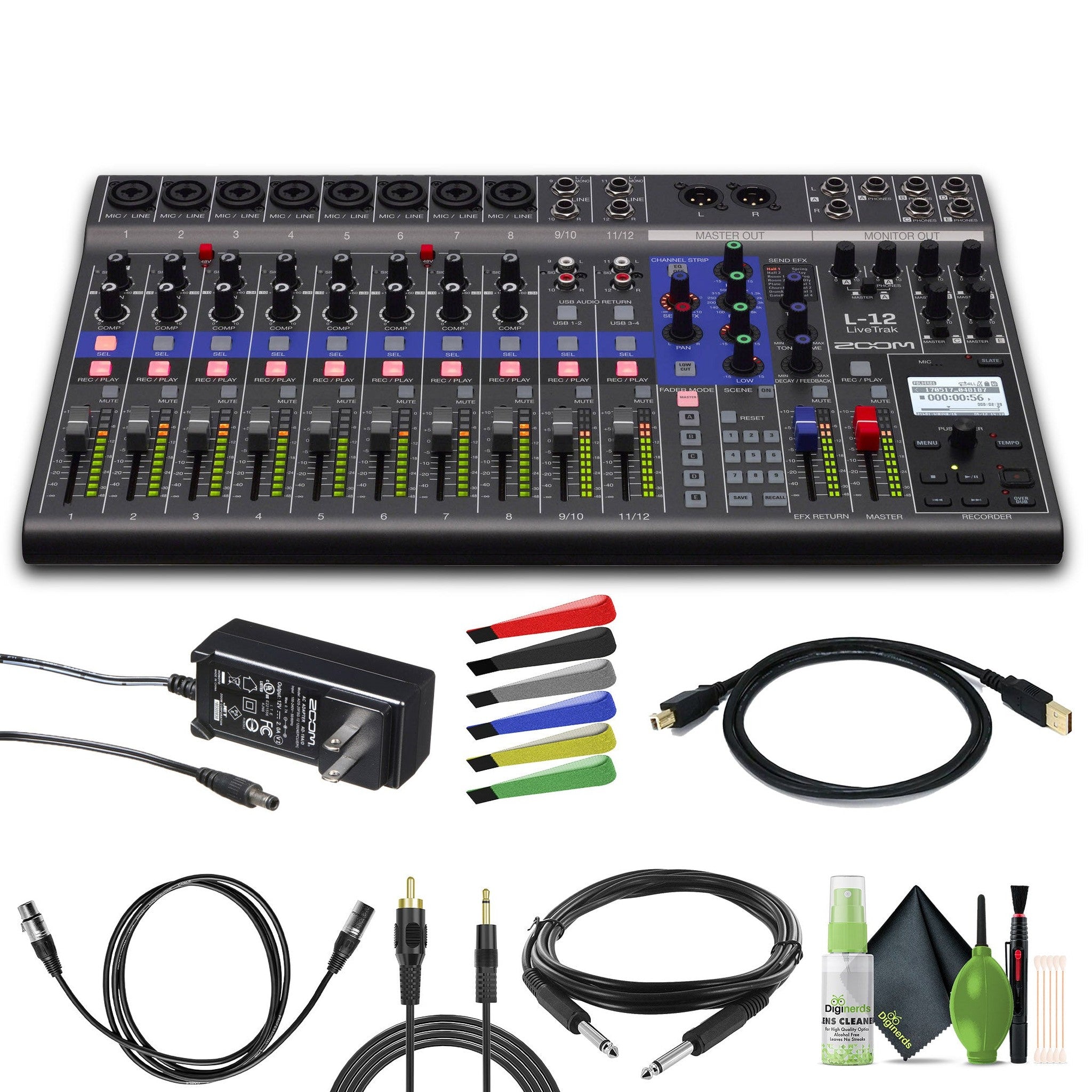 Zoom LiveTrak L-12 - 12-Channel Digital Mixer & Multitrack Recorder Bundle Zoom
