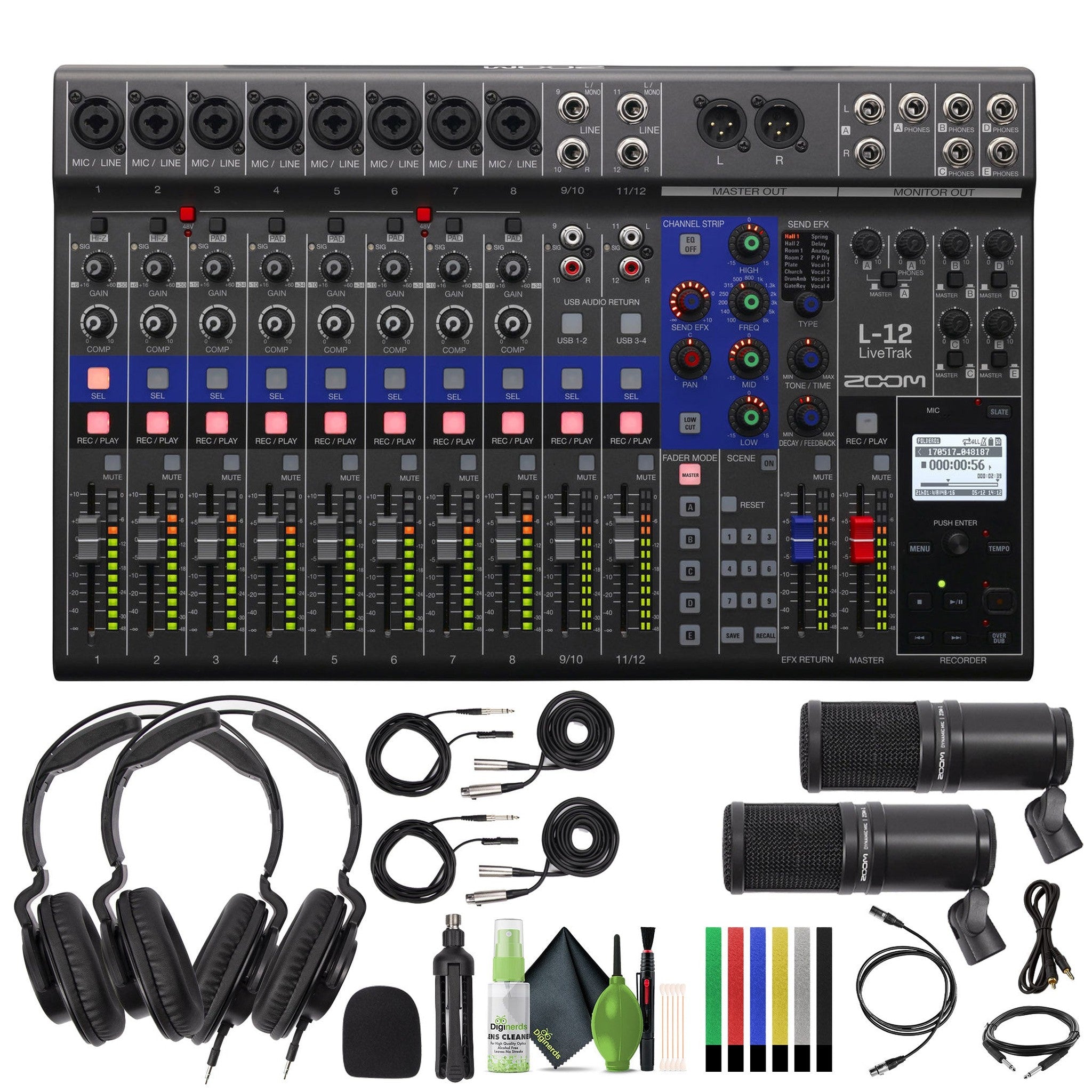 Zoom LiveTrak L-12 Digital Mixer & Multitrack Recorder, for Music, Podcasting, and More, 12-Input/ 14-Channel SD Recorder, 14-in/4-out USB Audio Interface, 5 Powered Headphone Outputs Zoom