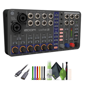 Zoom LiveTrak L-6 Portable 6-Channel Digital Mixer, USB C to Male USB C Cable