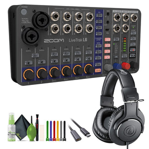 Zoom LiveTrak L-6 Portable 6-Channel Digital Recorder, Studio Monitor Headphones
