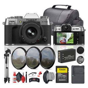 Fujifilm X-T50 Mirrorless Camera with XF 16-50mm f/2.8-4.8 Lens Silver Bundle