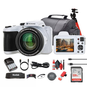 Kodak Pixpro AZ405 Digital Camera in White AZ405WH Bundle with Accessories Kodak