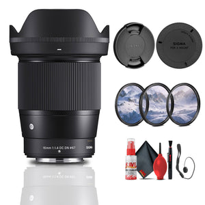 Sigma 16mm f/1.4 DC DN Contemporary Lens for FujiFilm X Bundle Sigma