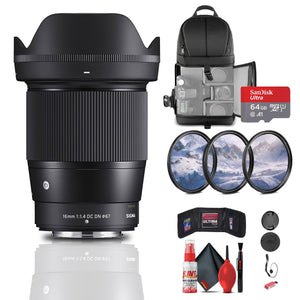 Sigma 16mm f/1.4 DC DN Contemporary Lens for FujiFilm X Bundle Sigma