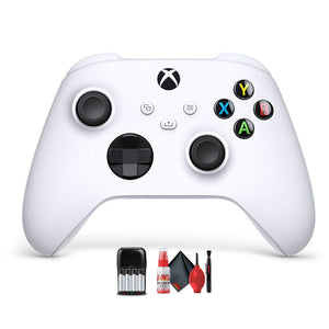 Microsoft Xbox White Controller Bundle with Rechargeable Batteries, Cleaning Kit Xbox