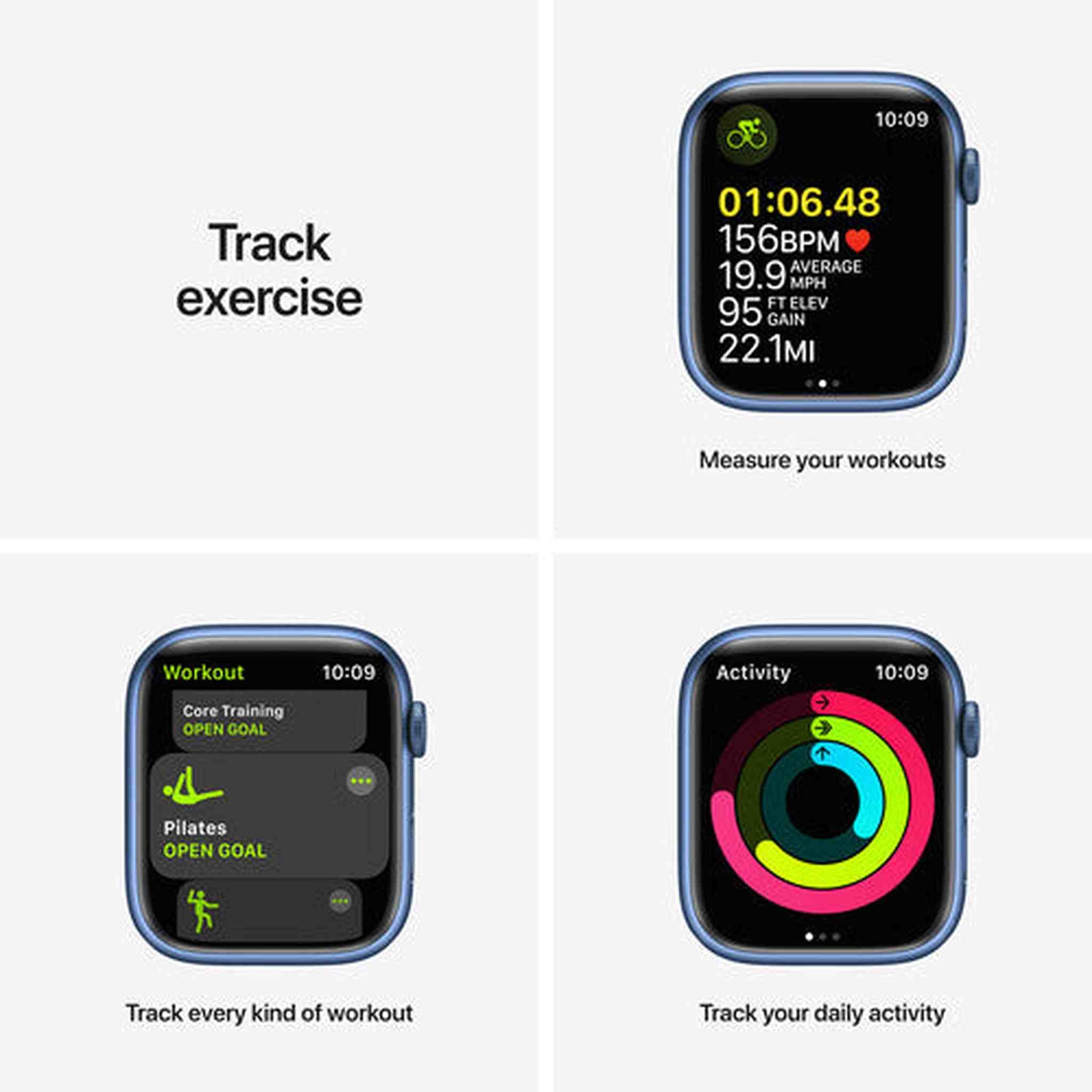 Apple Watch Series 7 GPS + Cellular, 45mm Blue Aluminum Case with Abyss Blue Sport Band - Regular Apple