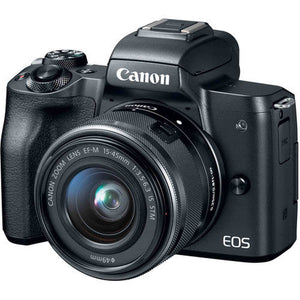Canon EOS M50 Mirrorless Camera Body and EF-M15-45mm + EF-M 55-200mm Lenses and with Dual Pixel CMOS AF and 4K Video - Black