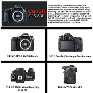 Canon EOS 80D Digital SLR Camera Body Only Bundle ?SanDisk Extreme Pro 64gb SD + MORE CANON