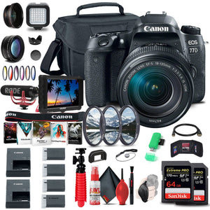 Canon EOS 77D DSLR Camera with 18-135mm USM Lens 1892C002 + 4K Monitor + More Canon