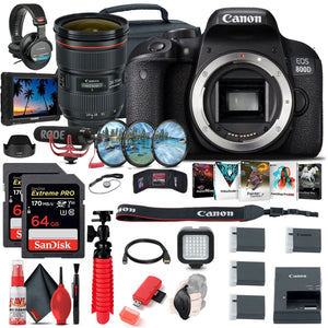 Canon EOS Rebel 800D / T7i DSLR Camera + 4K Monitor + Canon EF 24-70 + More - Reconditioned Canon