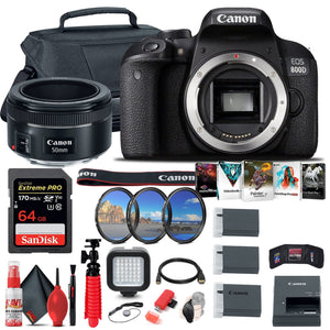 Canon EOS Rebel 800D / T7i DSLR Camera + Canon EF 50mm Lens + 64GB + More - Reconditioned Canon