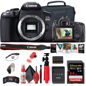 Canon EOS Rebel 850D / T8i DSLR Camera + 64GB Memory Card + Case + More Canon Intl.