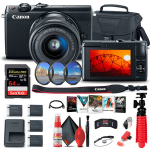 Canon EOS M100 Mirrorless Digital Camera with 15-45mm Lens 2209C011 + More