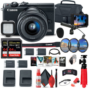 Canon EOS M100 Mirrorless Digital Camera with 15-45mm Lens 2209C011 + More