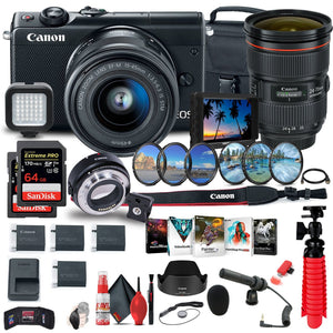 Canon EOS M100 Mirrorless Digital Camera with 15-45mm Lens 2209C011 + More