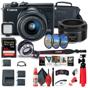 Canon EOS M100 Mirrorless Digital Camera with 15-45mm Lens 2209C011 + More