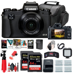 Canon PowerShot G1 X Mark III Digital Camera 2208C001 + 2 x 64GB Cards + More - Reconditioned Canon