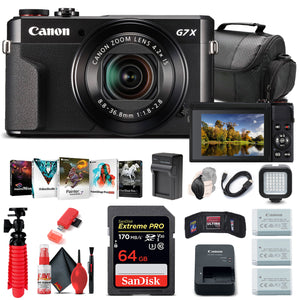 Canon PowerShot G7 X Mark II Digital Camera 1066C001 + 64GB Card + More