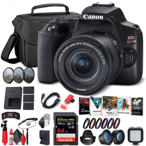 Canon EOS Rebel SL3 DSLR Camera W/ 18-55mm Lens Black 3453C002 + 64GB + More - Reconditioned Canon