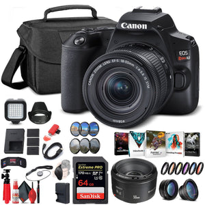 Canon EOS Rebel SL3 DSLR Camera with 18-55mm Lens Black 3453C002 + Canon EF - Reconditioned Canon