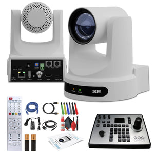 PTZOptics Move SE PTZ Camera with 30x Optical Zoom White PT30X-SE-WH-G3 + PTZOptics PT-JOY-G4 Controller PTZOptics