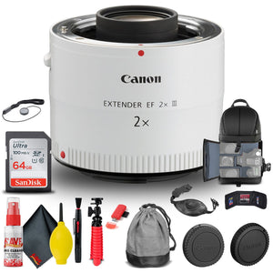 Canon Extender EF 2X III 4410B002 + BackPack + 64GB Card + Card Reader + More - Reconditioned Canon