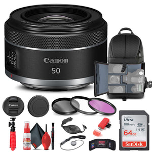 Canon RF 50mm f/1.8 STM Lens 4515C002 + Filter + BackPack + 64GB Card + More - Reconditioned Canon