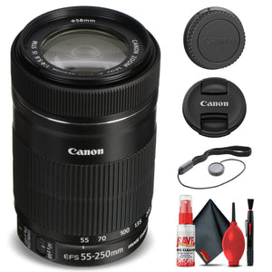Canon EF-S 55-250mm f/4-5.6 IS STM Lens 8546B002 + Filter Kit + More - Reconditioned Canon