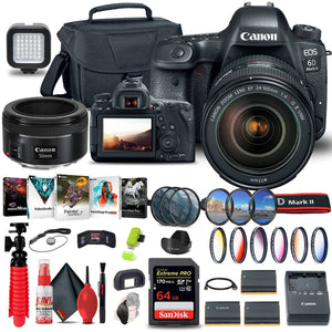 Canon EOS 6D Mark II Camera with 24-105mm f/4L II Lens 1897C009 + 64GB + More - Reconditioned Canon