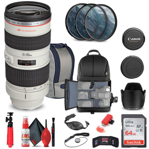 Canon EF 70-200mm f/2.8L USM Lens 2569A004 + Filter Kit + BackPack + More Canon
