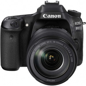 Canon EOS 80D DSLR Camera with 18-135mm Lens 1263C006 W/Bag, Extra Battery, LED Light, Mic, Filters and More - Advance Canon