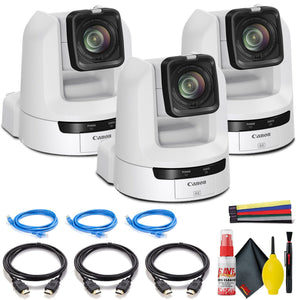 3 x Canon CR-N300 4K NDI PTZ Camera with 20x Zoom Titanium White - Bundle Canon