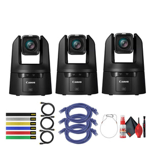 3 x Canon CR-N500 Professional 4K NDI PTZ Camera with 15x Zoom + 3 x HDMI Cable + More Bundle Canon