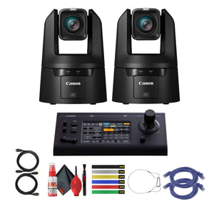 2 x Canon CR-N500 Professional 4K NDI PTZ Camera + Canon RC-IP100 Controller +More Bundle Canon