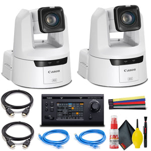 2 x Canon CR-N500 4K NDI PTZ Camera with 15x Zoom - Dual Bundle With Remote Canon
