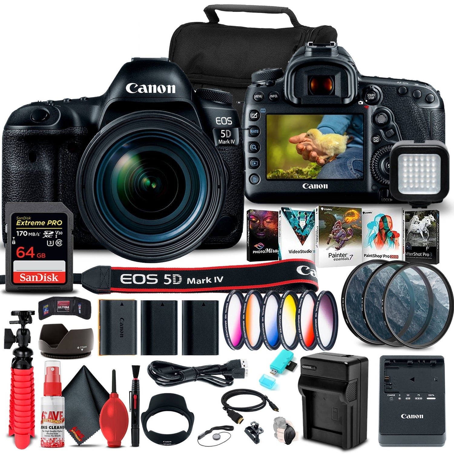 Canon EOS 5D Mark IV DSLR Camera with 24-70mm f/4L Lens (1483C018) Pro Bundle