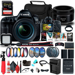 Canon EOS 5D Mark IV DSLR Camera with 24-70mm f/4L Lens 1483C018 Bundle - Reconditioned Canon