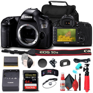 Canon EOS 5DS DSLR Camera Body 0581C002 + 64GB Memory Card + More Bundle - Reconditioned Canon