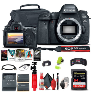 Canon EOS 6D Mark II DSLR Camera 1897C002 + 64GB Memory Card + More - Reconditioned Canon