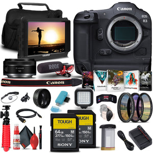 Canon EOS R3 Mirrorless Camera 4895C002 + Canon RF 50mm Lens Bundle Advanced Bundle Canon