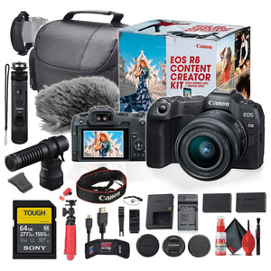 Canon EOS R8 Camera Content Creator Kit with RF 24-50mm f/4.5-6.3 IS STM Lens - Bundle Canon